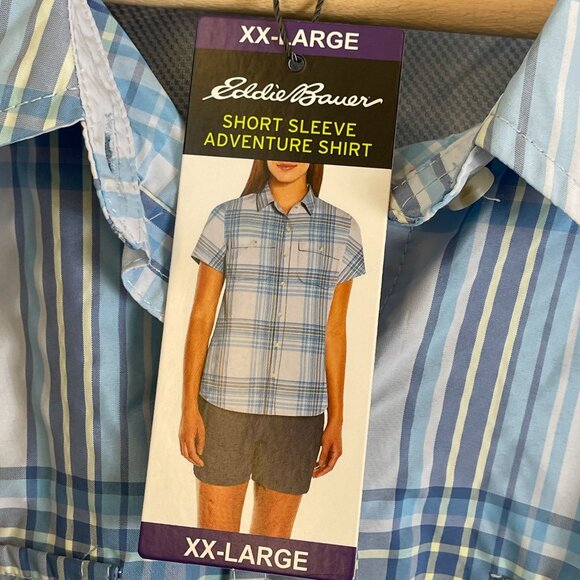 NEW Eddie Bauer Womens XXL Adventure Shirt Plaid Moisture Wicking UPF 50 Outdoor - Picture 5 of 10